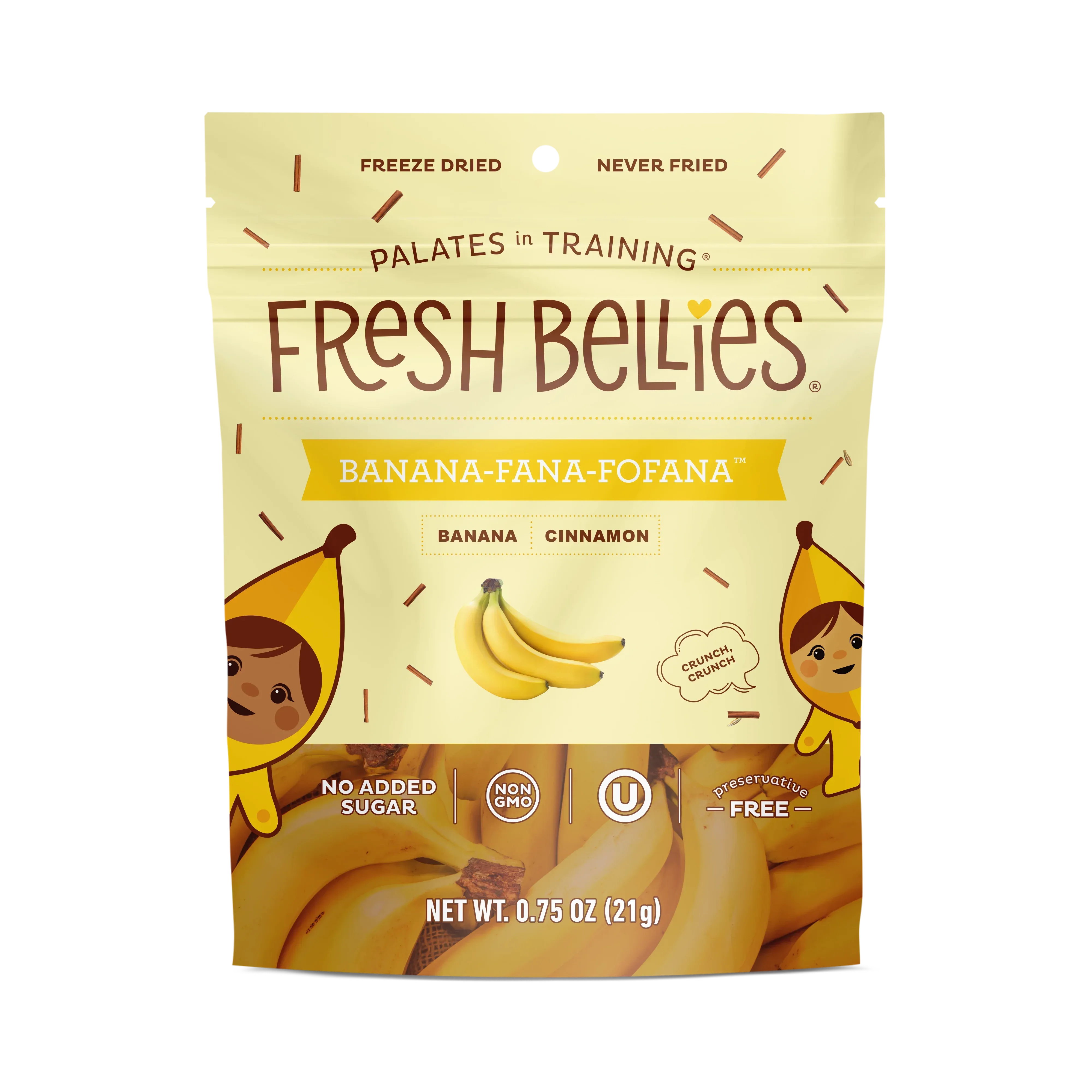 Fresh Bellies Banana-Fana-Fofana Freeze-Dried Toddler Snack, 0.75 oz, Resealable Pouch, 3 Ingredients, Vegan, Gluten-Free
