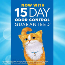 Cat litter 15-day odor control guarantee panel with cat illustration