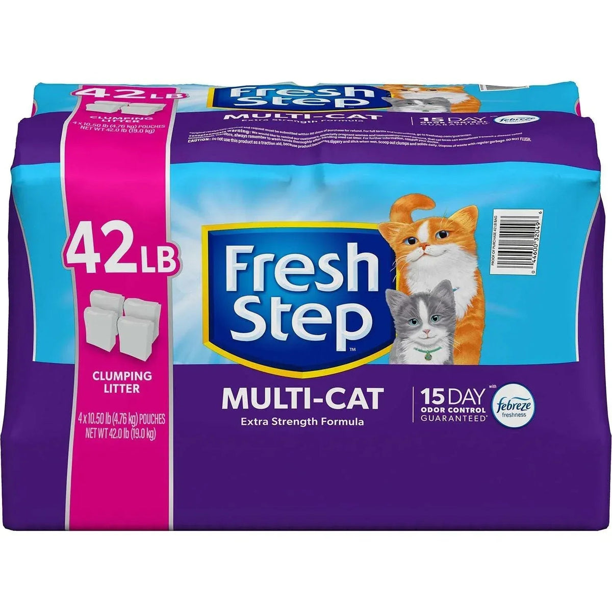 Fresh Step, Extra Strength Multi-Cat Scented Clumping Litter, Febreze Fresh Scent, 42 lbs.