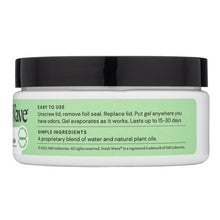 Plant-based odor removing gel jar back label with black lid
