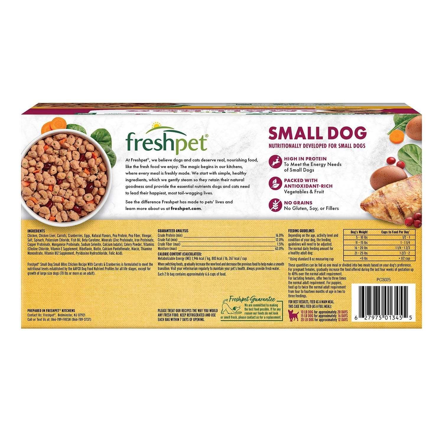 Freshpet Small Dog Small Bites Chicken Recipe, 2 lbs. packs, 3 ct.