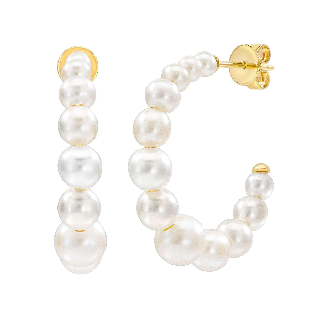 Freshwater Cultured 2.5-6mm Graduated Pearl 14kt Yellow Gold Hoop Earrings