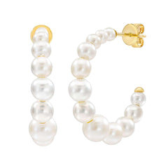 Freshwater Cultured 2.5-6mm Graduated Pearl 14kt Yellow Gold Hoop Earrings