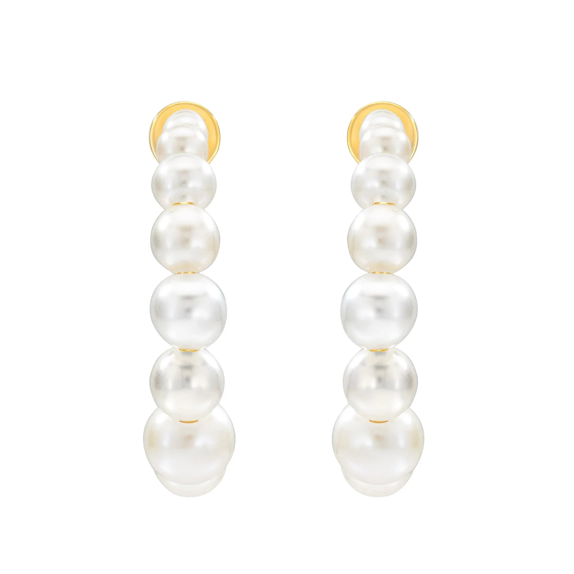 Freshwater Cultured 2.5-6mm Graduated Pearl 14kt Yellow Gold Hoop Earrings - USA MEGA SHOP
