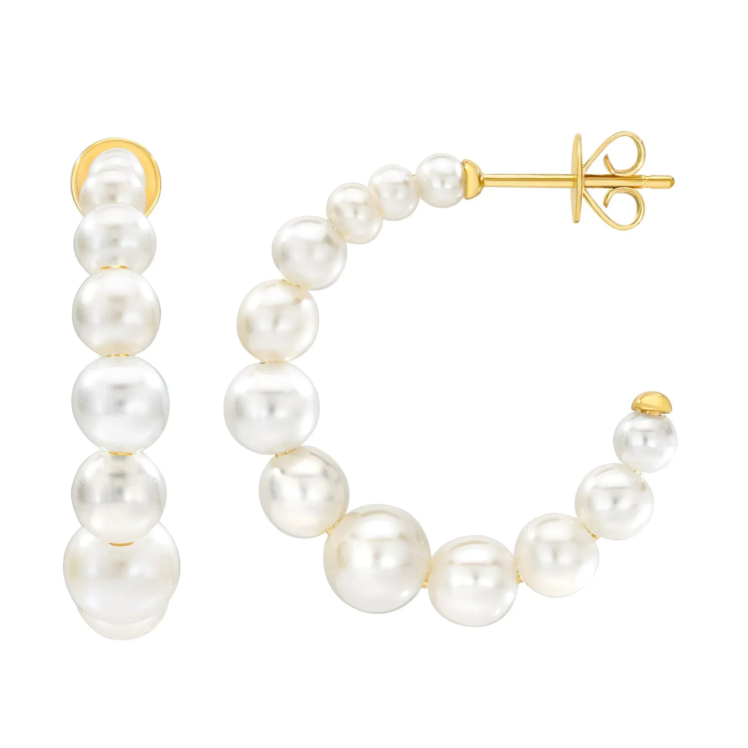 Freshwater Cultured 2.5-6mm Graduated Pearl 14kt Yellow Gold Hoop Earrings