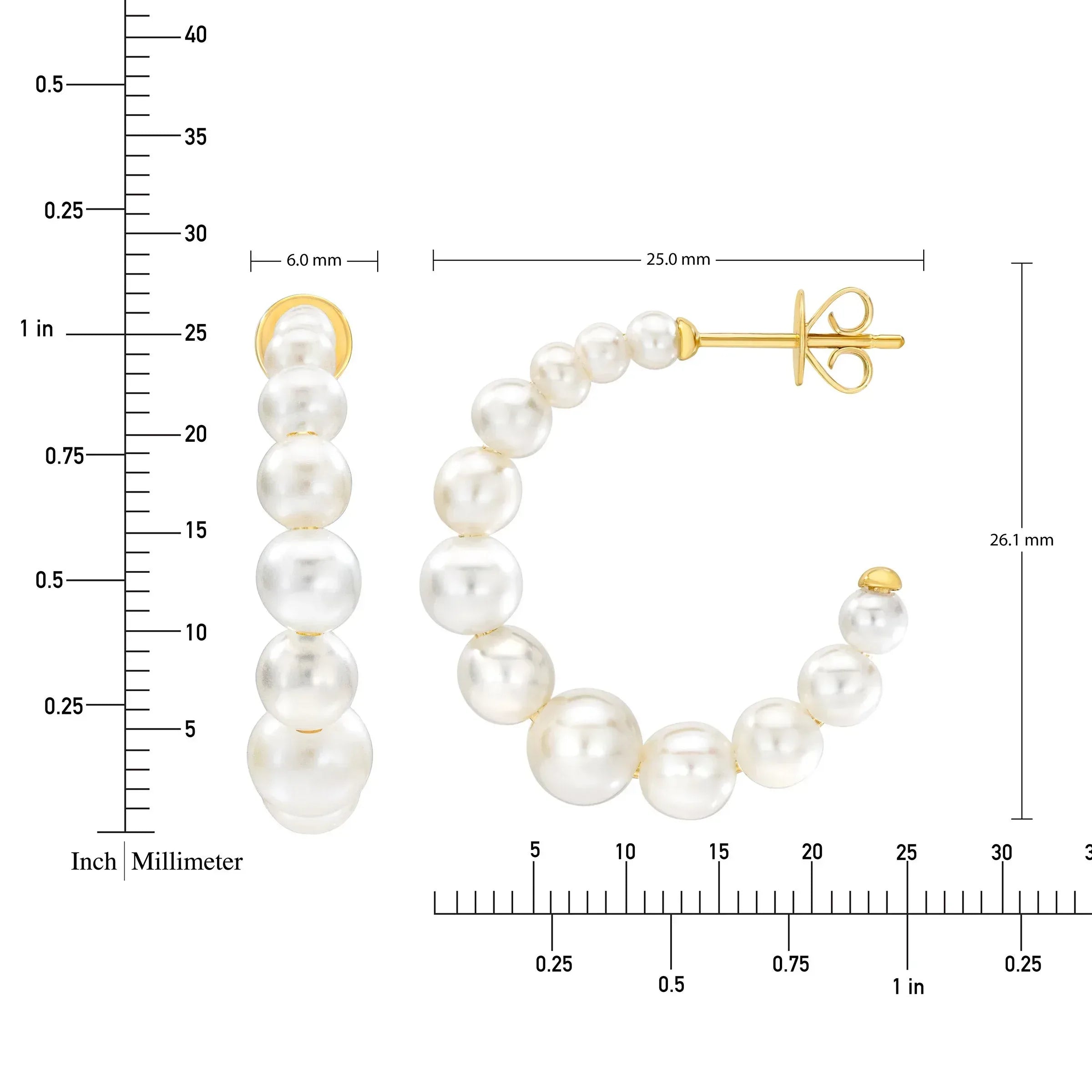 Freshwater Cultured 2.5-6mm Graduated Pearl 14kt Yellow Gold Hoop Earrings