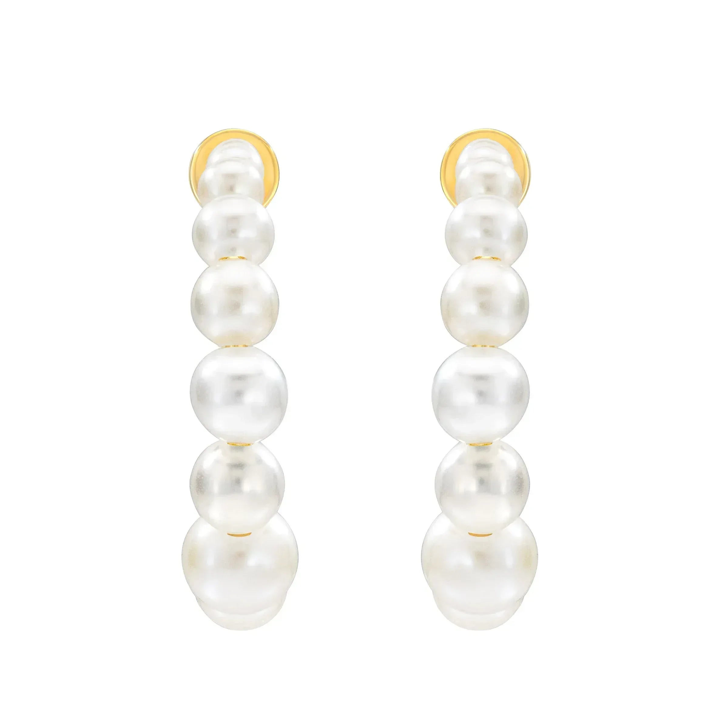 Freshwater Cultured 2.5-6mm Graduated Pearl 14kt Yellow Gold Hoop Earrings