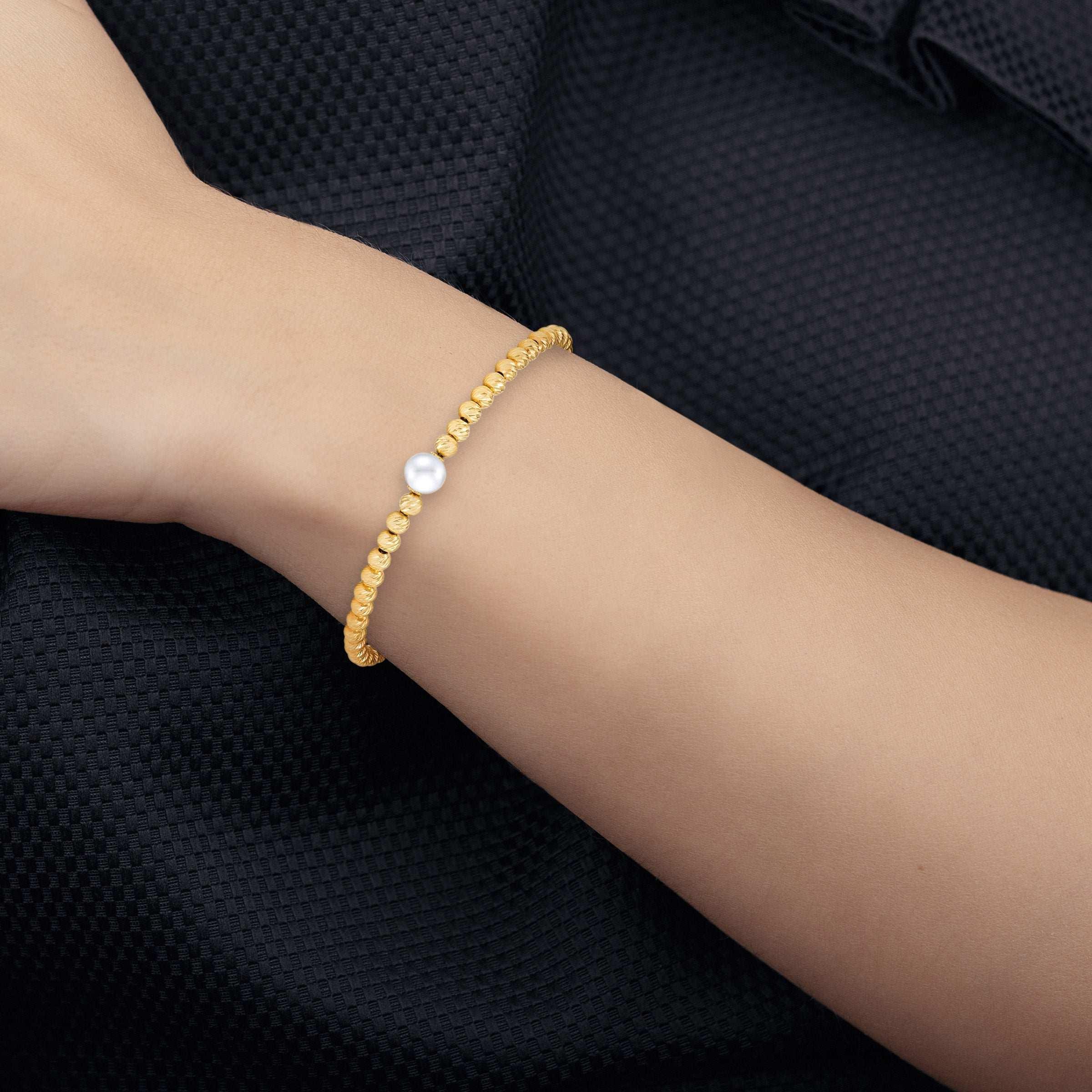Freshwater Cultured 7.5-8mm Pearl Bracelet With 14kt Yellow Gold Clasp - USA MEGA SHOP