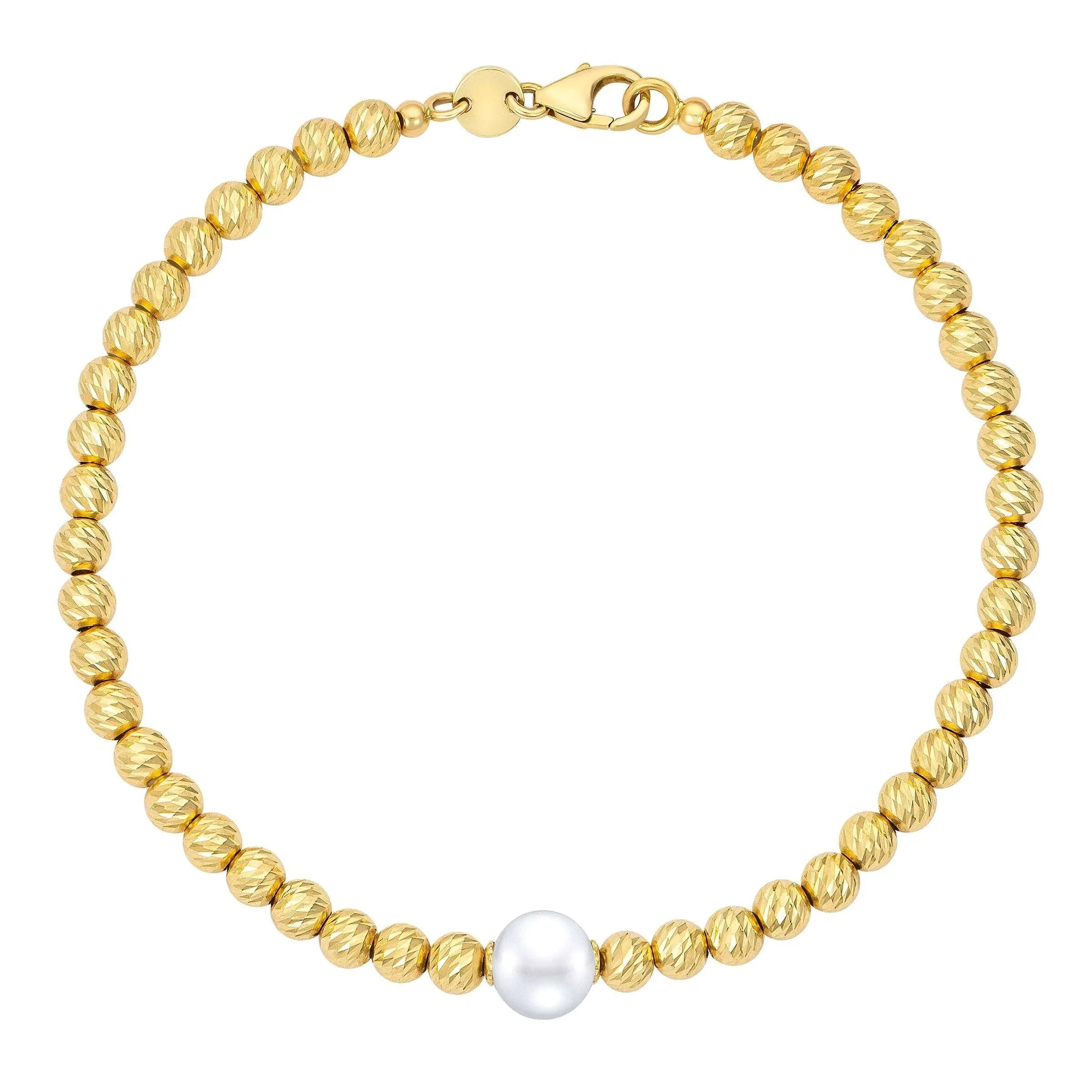 Freshwater Cultured 7.5-8mm Pearl Bracelet With 14kt Yellow Gold Clasp - USA MEGA SHOP