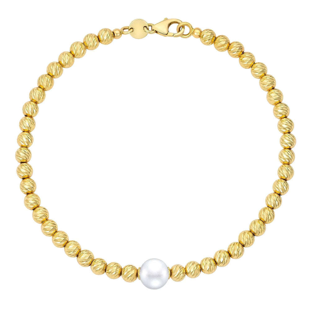 Freshwater Cultured 7.5-8mm Pearl Bracelet With 14kt Yellow Gold Clasp - USA MEGA SHOP