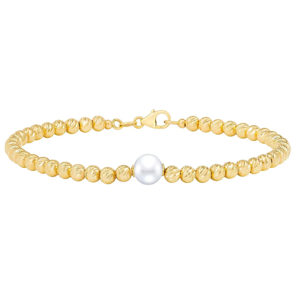 Freshwater Cultured 7.5-8mm Pearl Bracelet With 14kt Yellow Gold Clasp - USA MEGA SHOP