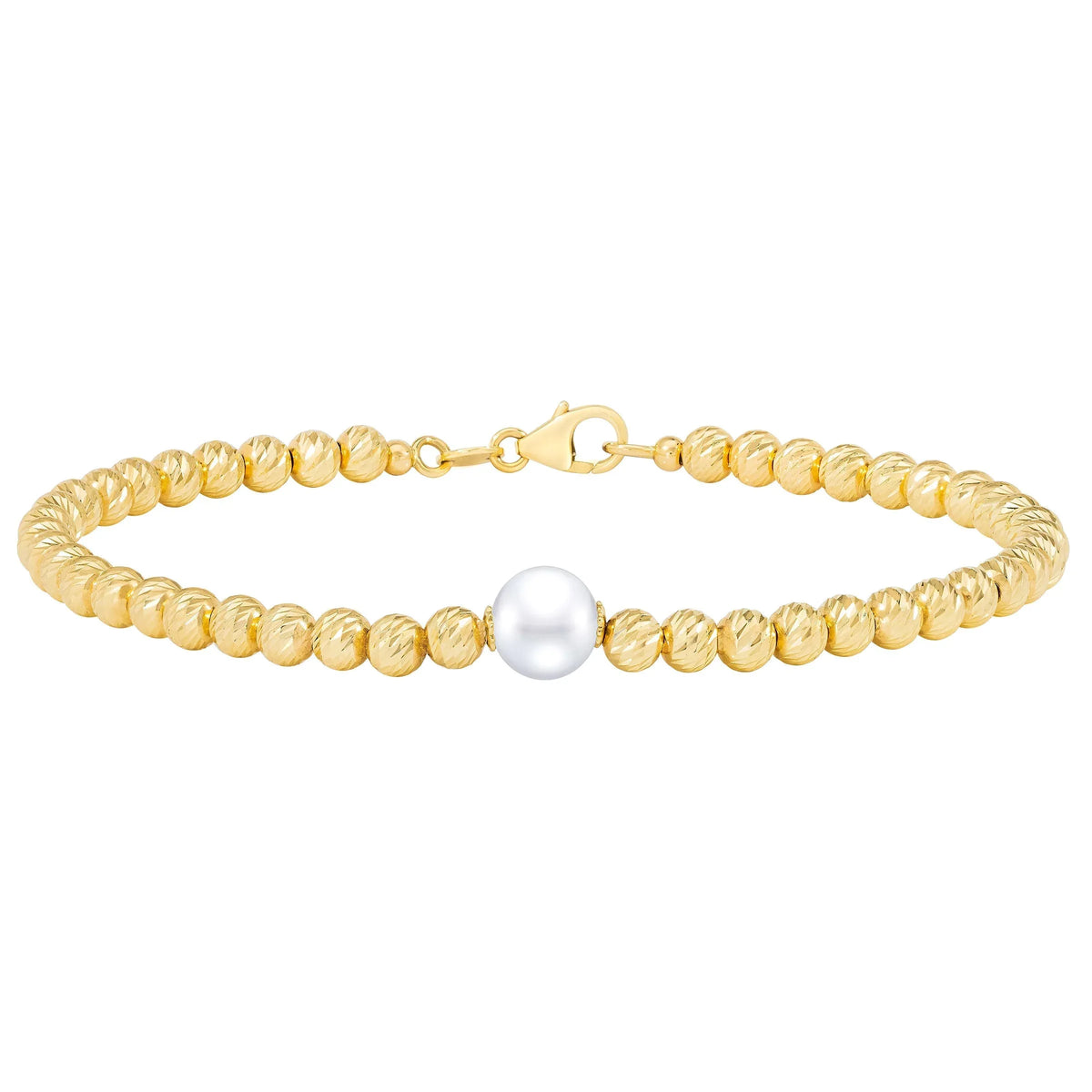 Freshwater Cultured 7.5-8mm Pearl Bracelet With 14kt Yellow Gold Clasp - USA MEGA SHOP