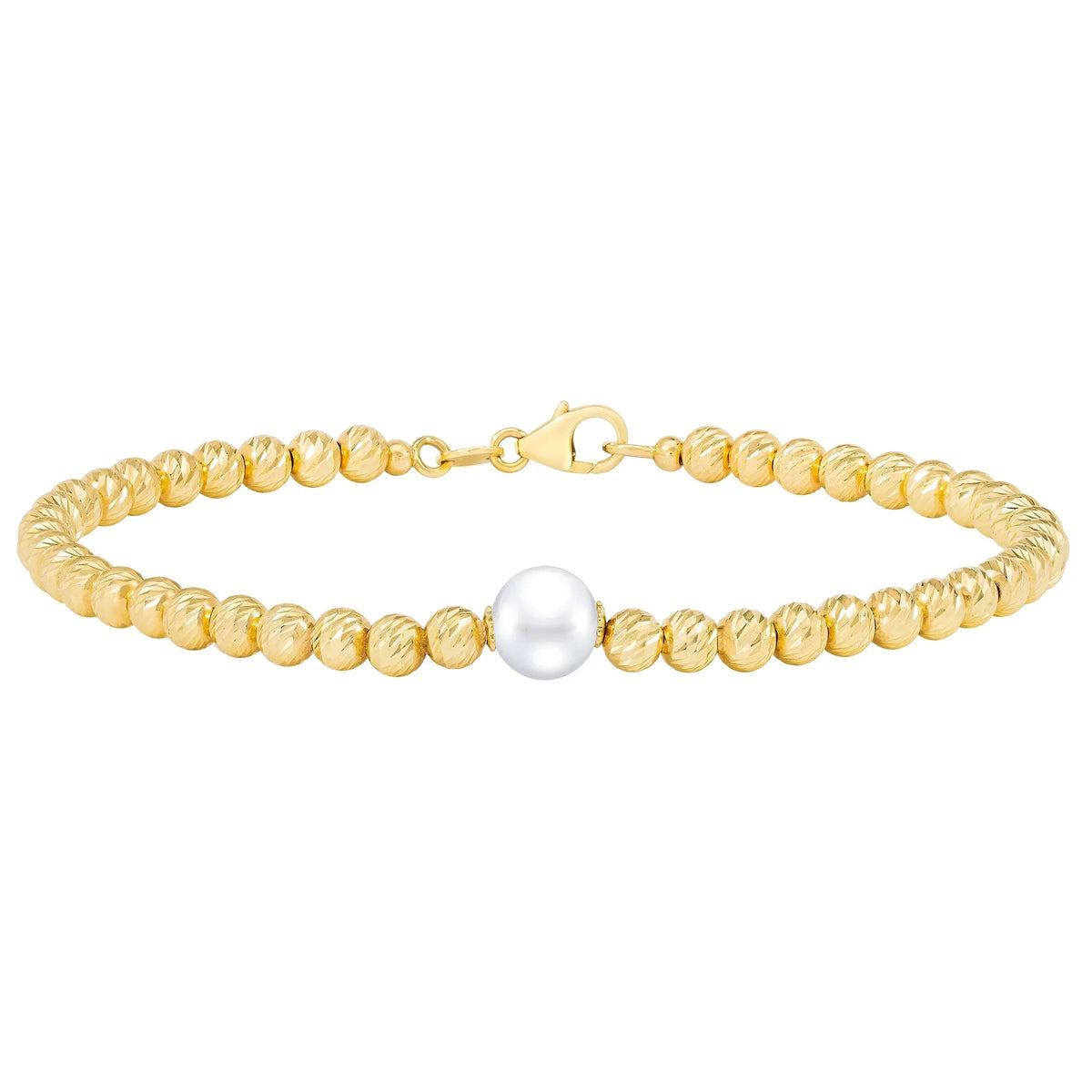 Freshwater Cultured 7.5-8mm Pearl Bracelet With 14kt Yellow Gold Clasp