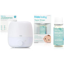 White humidifier with vapor drops bottle and retail packaging