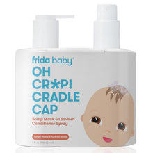 Baby cradle cap treatment set, white pump bottles with blue label front design