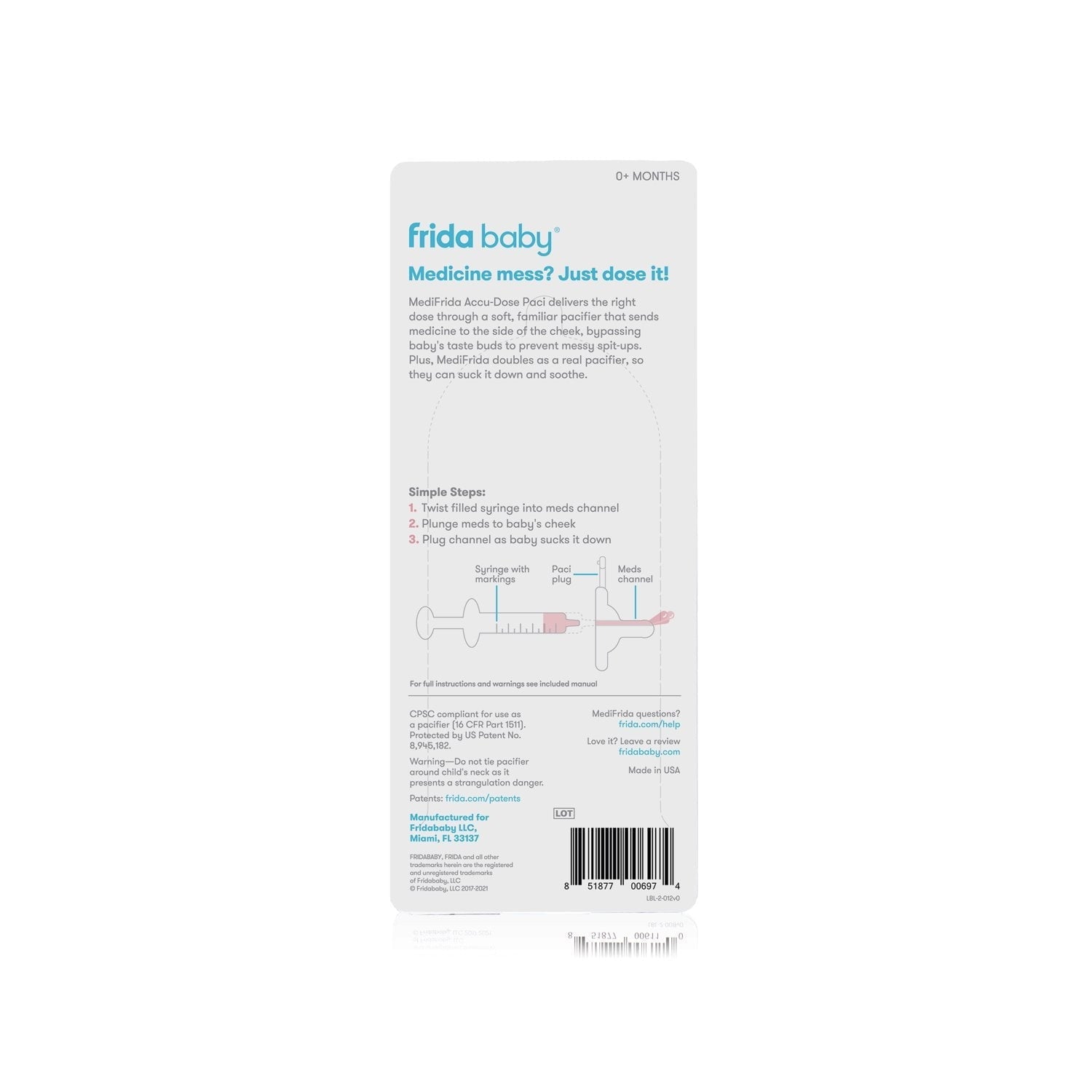 Frida Baby MediFrida Accu-Dose Baby Medicine Syringe with Pacifier Tip, Sick Baby Essentials