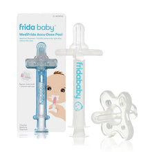 Baby medicine dispenser syringe with pacifier tip, clear and blue