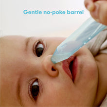 NoseFrida nasal aspirator with gentle nozzle, baby close-up
