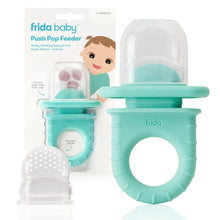 Frida baby push pop feeder, turquoise teal with clear dome and mesh end