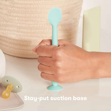 Silicone diaper cream booty brush with suction base, mint teal handle