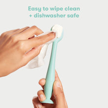 Silicone diaper cream booty brush wiped clean, mint teal silicone bristles
