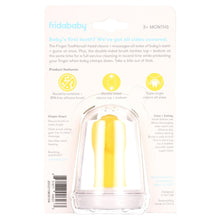 Yellow finger toothbrush blister pack with clear storage base