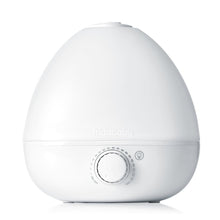 White round humidifier with front dial and button details, dome-shaped top