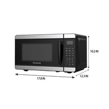 Black countertop microwave oven with shown dimensions: 17.8 in wide, 10.2 in high