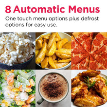 Microwave automatic menu guide with food photos for one-touch cooking and defrost