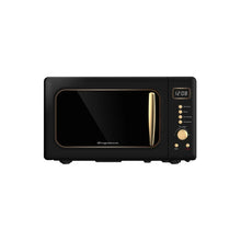 Frigidaire retro countertop microwave oven, black with gold handle and digital display