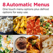 Assorted food dishes shown for automatic microwave menus