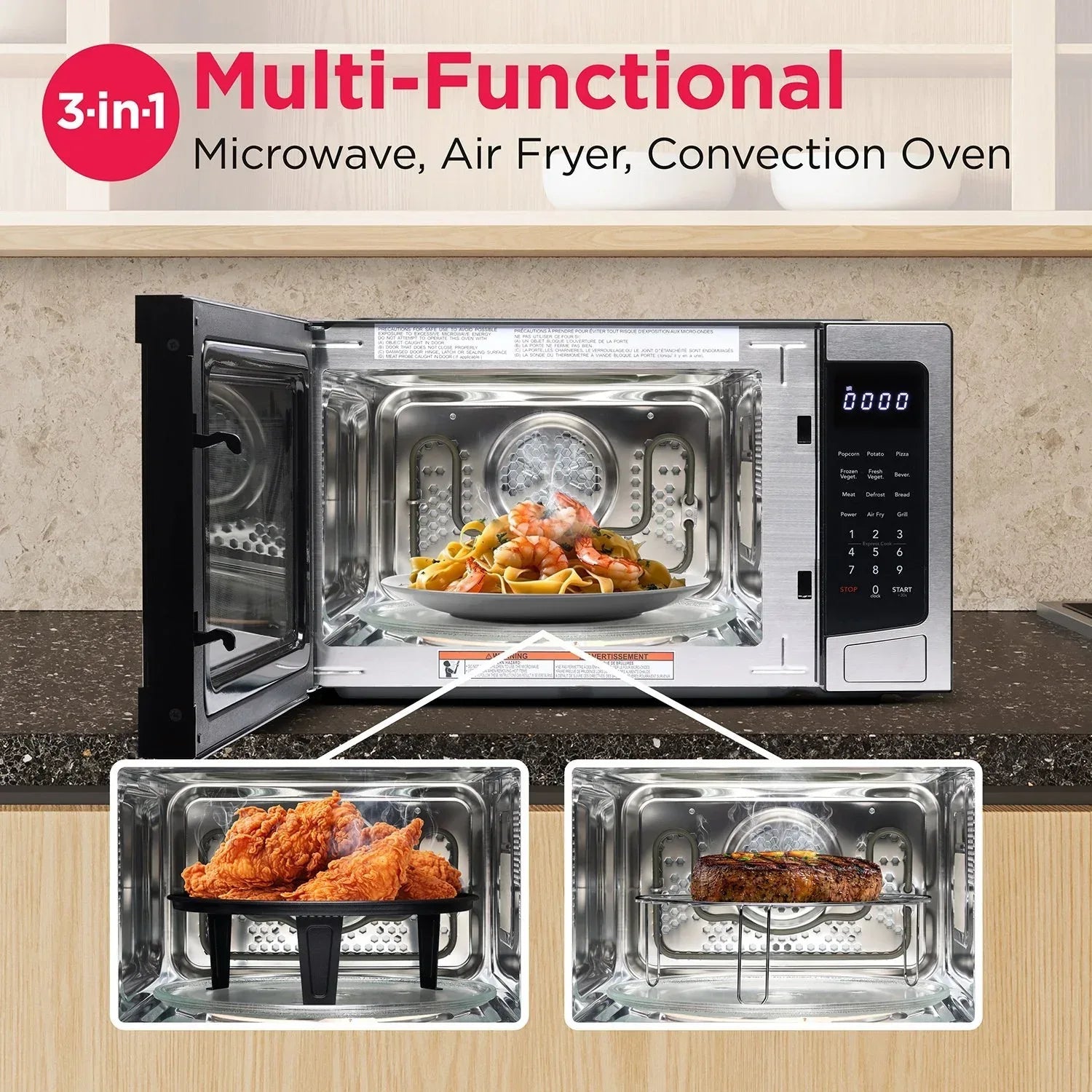 Frigidaire 3-in-1 1.1 cu. ft. Countertop Microwave Oven, Air Fryer, Convection
