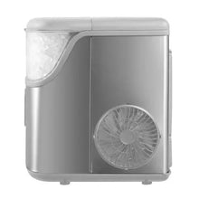 Stainless ice maker with front fan vent and insulated ice bin