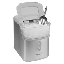 Stainless countertop nugget ice maker with open bin and included scoop