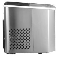 Stainless steel ice maker side panel with circular vent holes