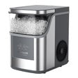 Frigidaire countertop nugget ice maker with open ice bin, dark and stainless finish