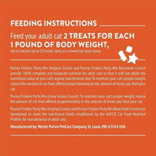 Feeding instructions panel for cat treat variety pack with daily treat guidance text