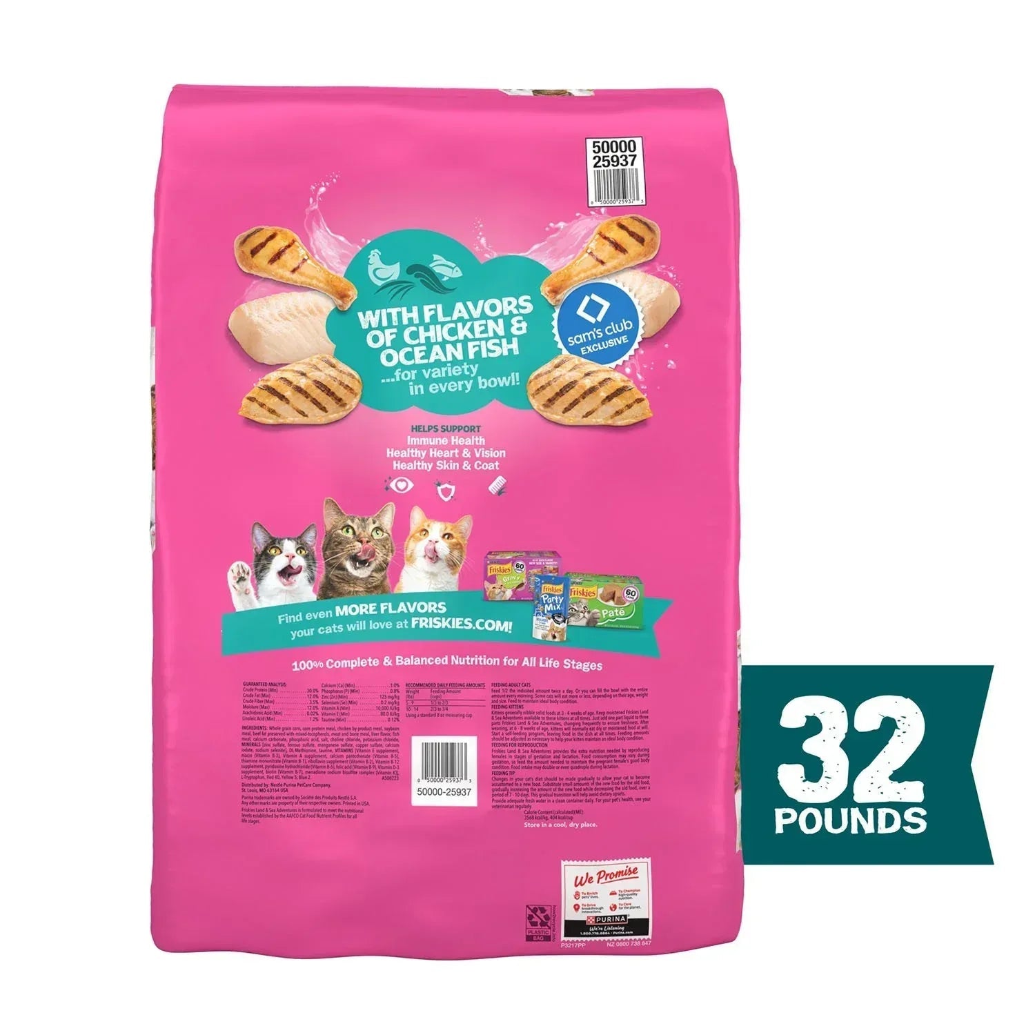 Friskies Land & Sea Adventures, Chickn and Ocean Fish Flavored, Adult Dry Cat Food, 32 lbs.