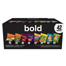Bold variety chip box with 42 bags and mixed brand logos