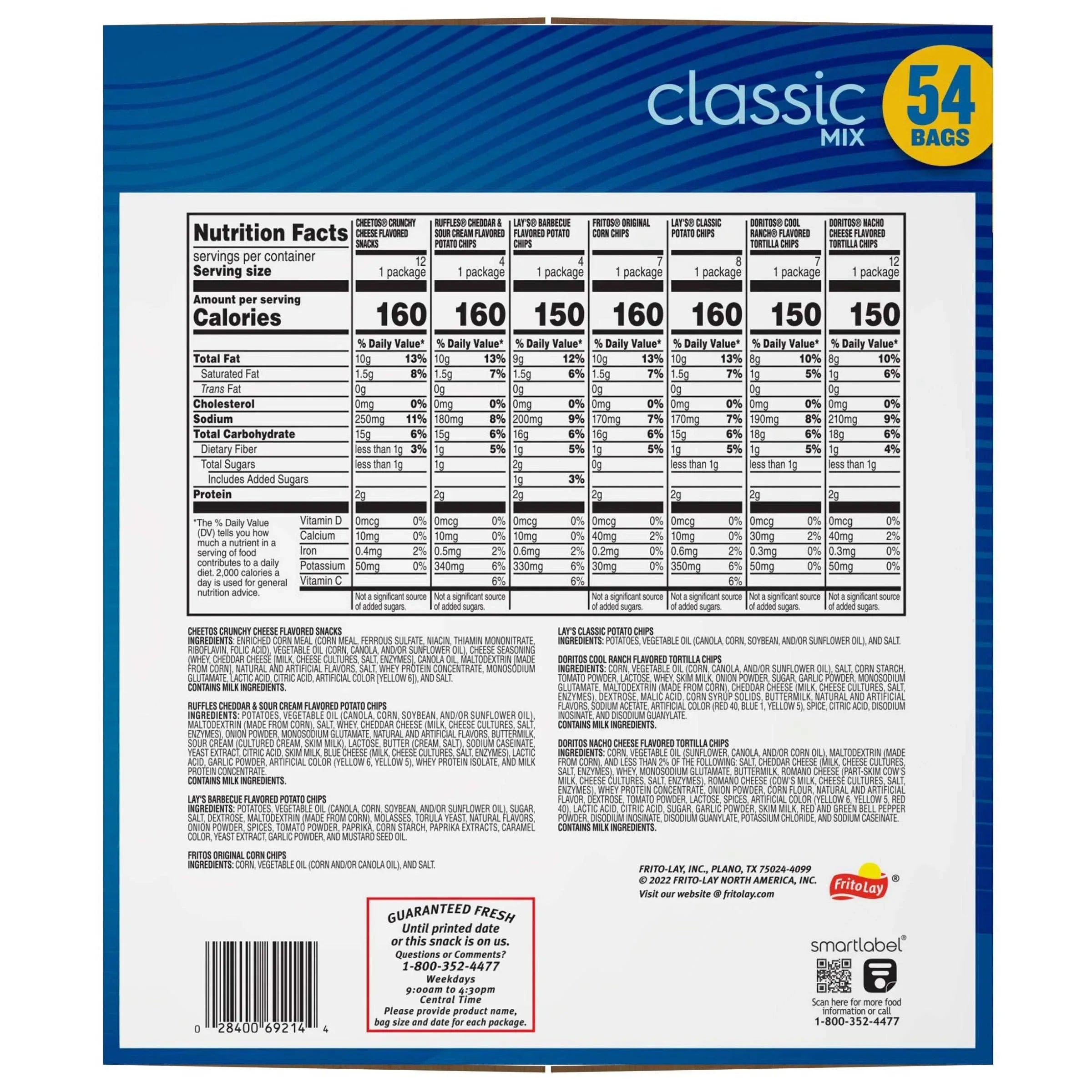 Frito Lay Classic Mix, 1 oz, Variety Pack, 54-count - USA MEGA SHOP