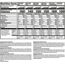 Nutrition Facts panel for Family Fun snack mix variety pack, with calories and serving details