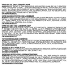 Ingredients list for snack variety pack with multiple flavors and allergen statements