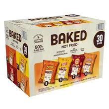 Baked snack variety pack carton with 30 bags, showing a flavor assortment