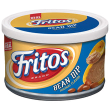 Bean dip tub with blue and yellow lid, Original flavor branding