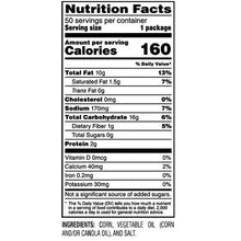 Nutrition Facts label for Fritos Original corn chips