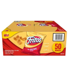 Fritos Original corn chips 50-bag box with barcode label