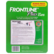 Flea and tick cat treatment blister pack with detailed label on green backing