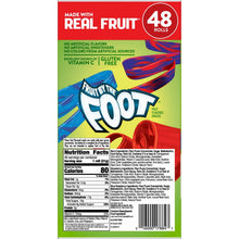 Fruit By The Foot 48-roll fruit strip snack back panel with nutrition facts