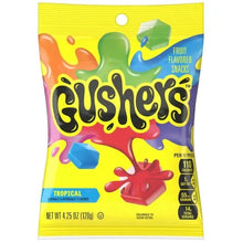 Tropical fruit flavored snack pouch, yellow package front