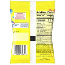 Tropical fruit snack pouch back with ingredients and nutrition facts